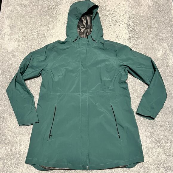 Eddie Bauer Jacket Womens XL Green Rain Hooded Outdoor Coat - Picture 1 of 9